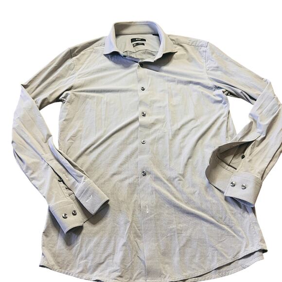 Hugo Boss Blue and White Patterned Button Up Slim Fit US 16.5 - Picture 1 of 4